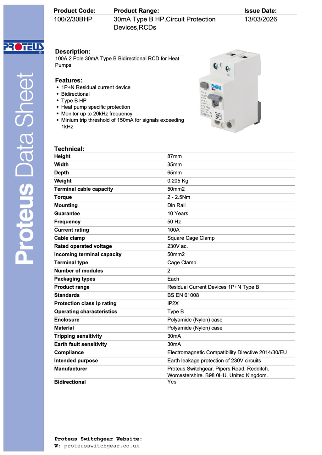 PROTEUS Heat Pump Consumer Unit - Suitable for Vaillant Heat Pumps