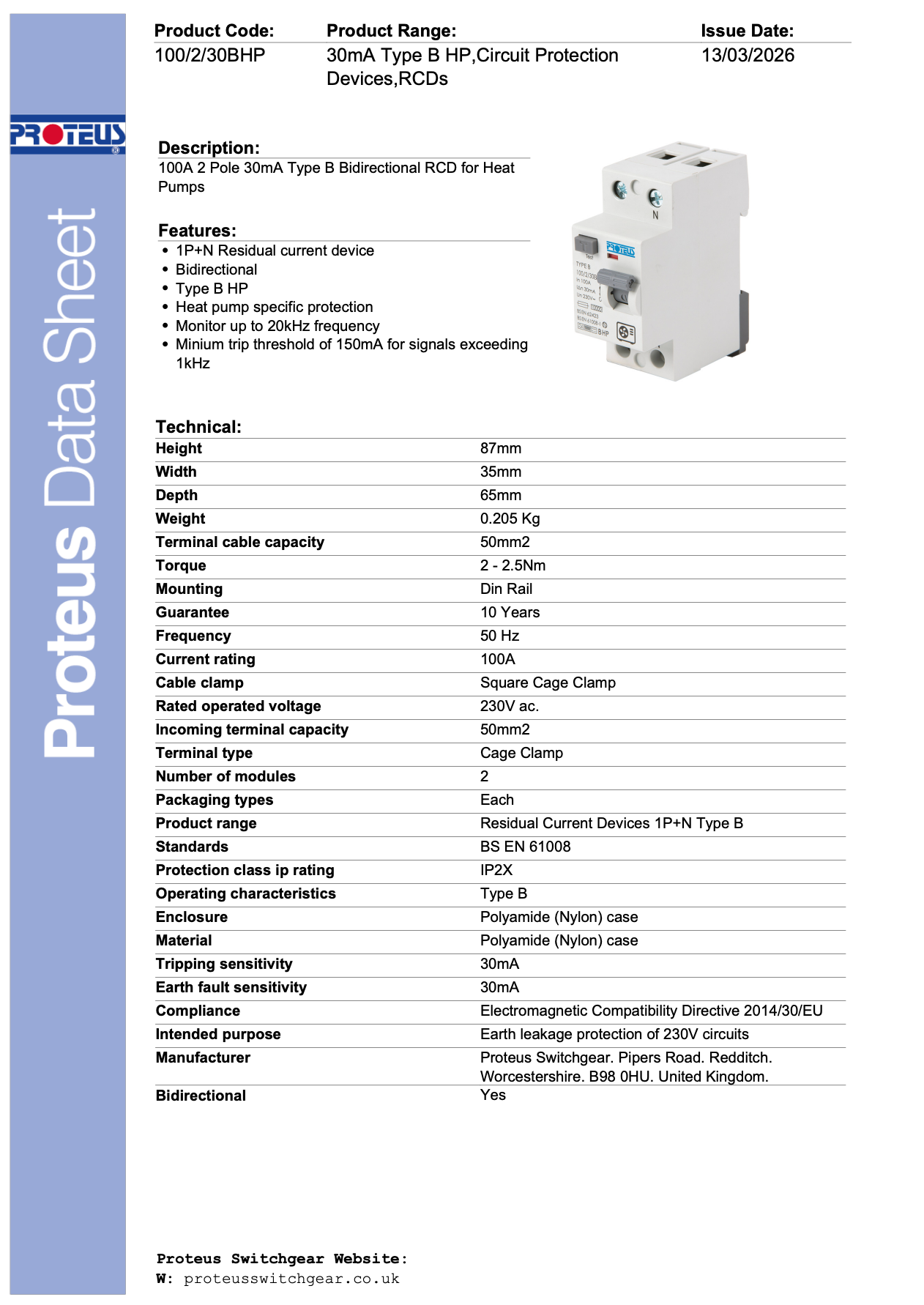 PROTEUS Heat Pump Consumer Unit - Suitable for Vaillant Heat Pumps
