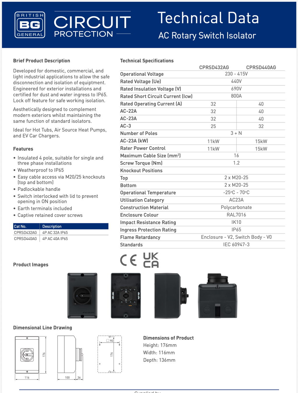 BG 32A Rotary Isolator - Anthracite